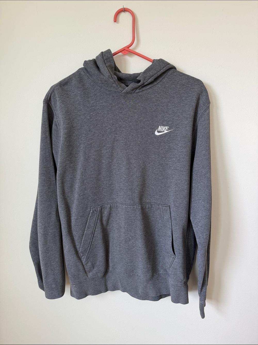 Nike Charcoal Gray Pullover Hoodie with White Logo